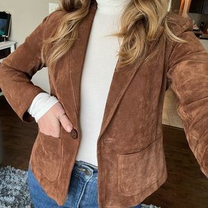 Brown Leather Blazer Jacket